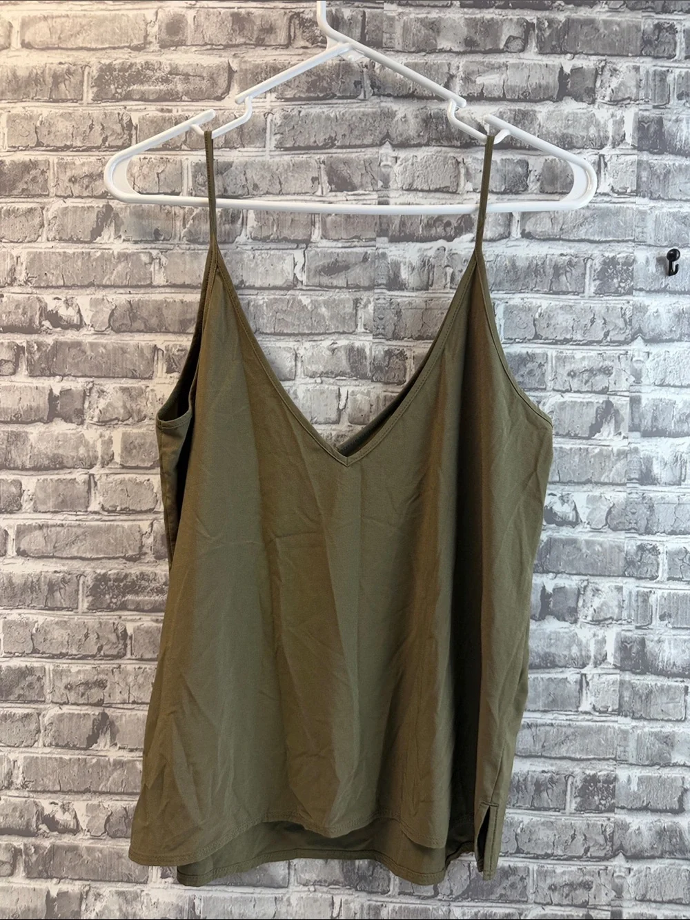 VUORI Olive Green V-Neck Spaghetti Strap Top